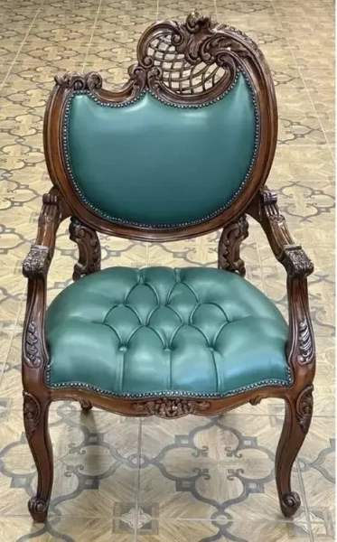 Кресло резное кожаное Green L  
