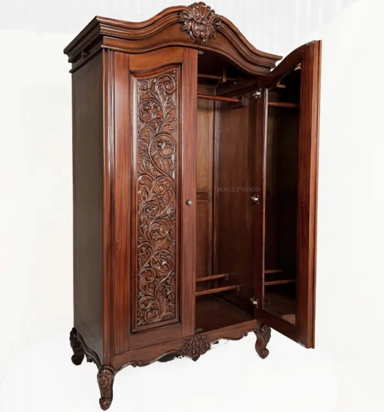 Платяной шкаф с резными дверцами MSM.481 GV06S купить в интернет магазине Мебель из массива. Звоните +7 495 961-63-63 Мебель Индонезии